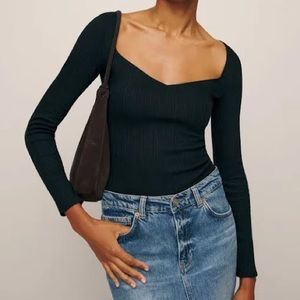 Reformation Leighton knit top black